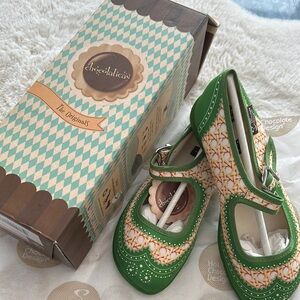 Hot Chocolate -  Havana Rattan Green Mary Jane Shoes